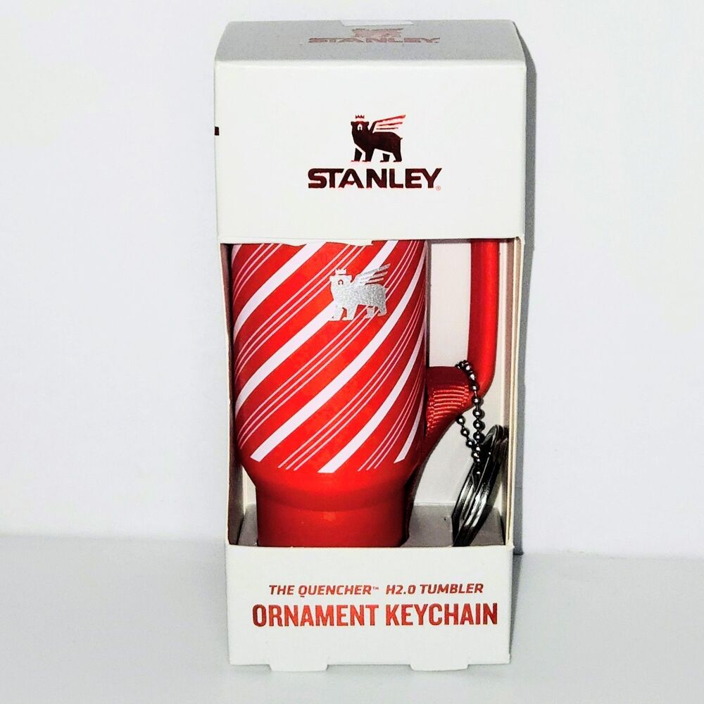 STANLEY Keychain Mini Quencher H2.0 Tumbler Ornament Limited Ed. Candy Cane NEW